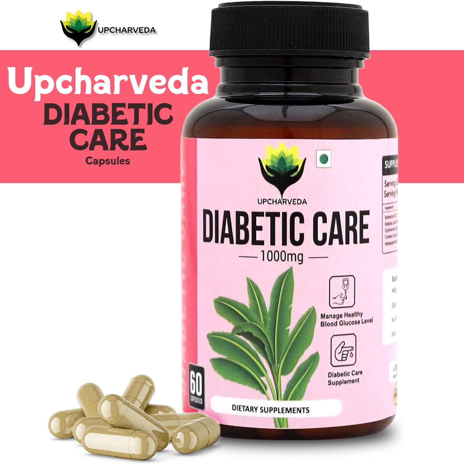 Diabetic Care Supplement 1000mg – Herbal Blood Sugar Support Capsules | Manage Healthy Blood Glucose Levels | Ayurvedic Diabetes Care Dietary Supplement – 60 Veg Capsules - Image 9